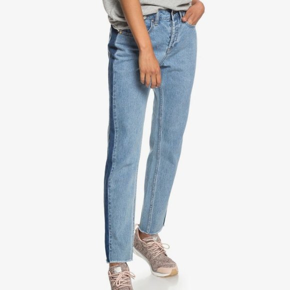 Roxy Denim - ROXY Cloudy Days Boyfriend Fit Colorblock Jeans 25